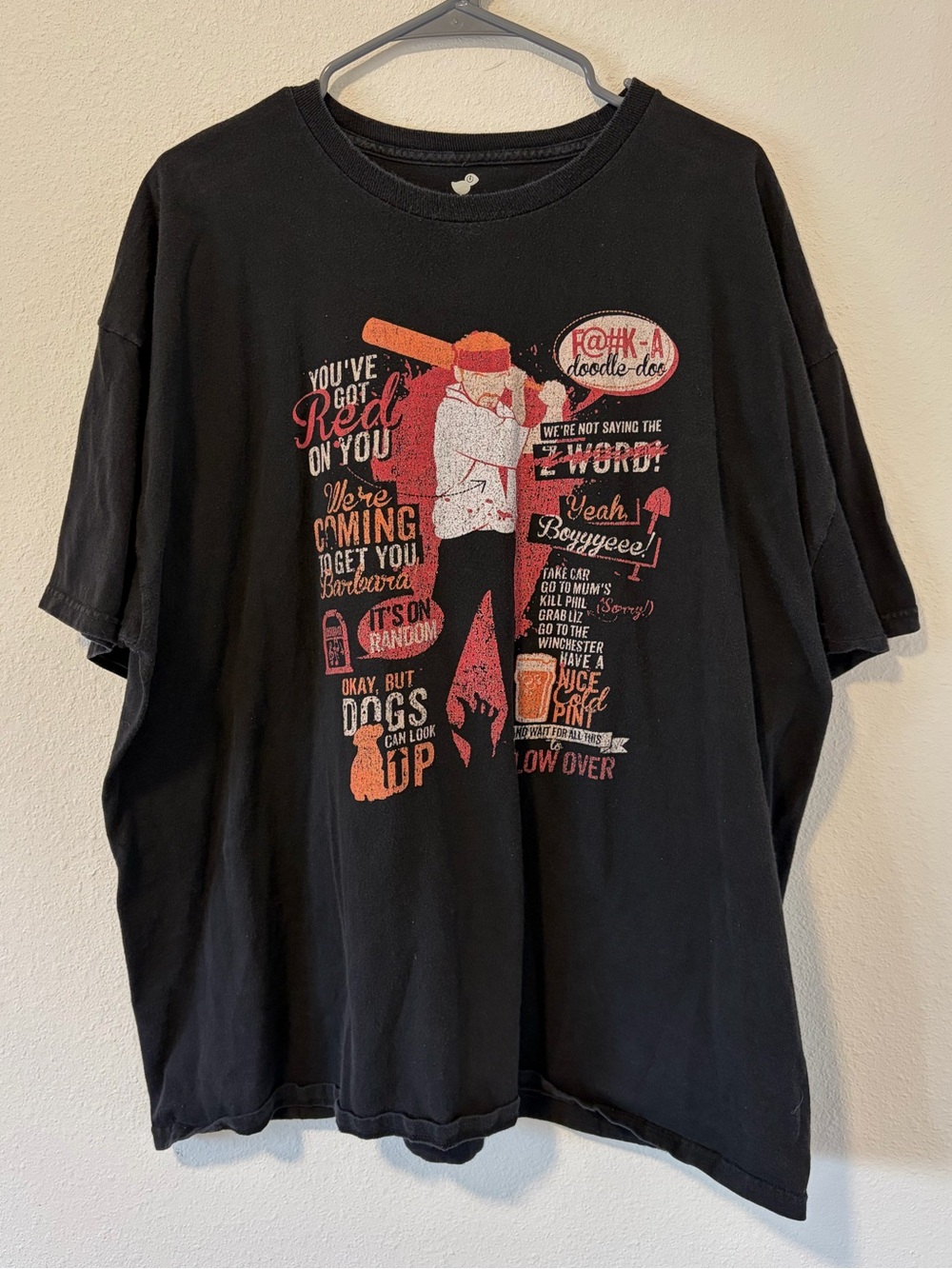 Vintage TeeFury Shaun of the Dead Movie Graphic Tee XXL Made in USA Faded Black